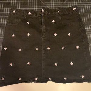 COPY - Cakeworthy Mickey Mouse Black wash embroidered denim skirt size 12
